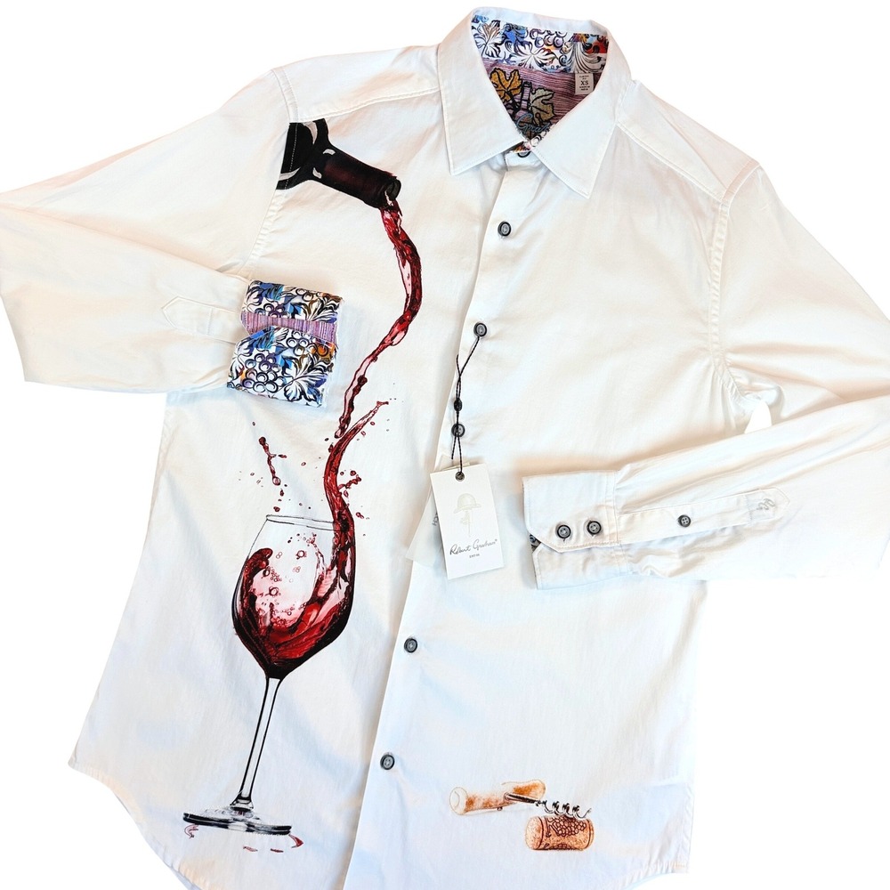 Robert Graham Pinot Noir 2 Mens XS White Wine Graphic Button Up Shirt $258